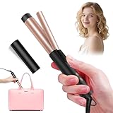 UKLISS Curling Tongs for Short Hair Medium Long Hair - 25mm Compact Mini Curling Iron [160-200℃], 1 Inch Travel Friendly Ceramic Mini Hair Curler Wand, 3 Temps Adjustable, Double Voltage (Black)