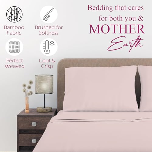 Image of Trance Home Linen 300 TC Bamboo Flat Queen Size Bedsheet | Soft, Breathable & Eco-Friendly Bedsheet with 2 Pillow Cover - (86 x 104 inch, Cameo Rose)