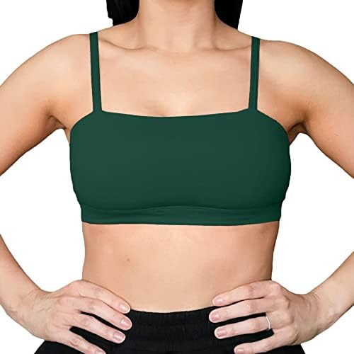 Aoxjox Women's Workout Bandeau Sports Bras Training Fitness Running Yoga Crop Tank Top (Storm Green, Small)