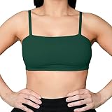Aoxjox Women's Workout Bandeau Sports Bras Training Fitness Running Yoga Crop Tank Top (Storm Green,
