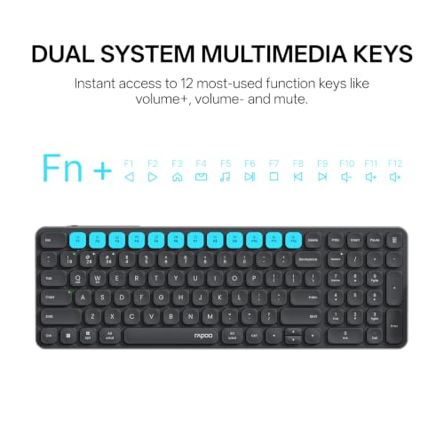 Image of Rapoo 9350S Multi-Device Keyboard and Mouse Combo, 2.4GHz /Bluetooth 5.0 /4.0 Wireless Keyboard & Mouse Set for Windows /Mac /Linux /Chrome, Support 4 Devices, Rechargeable, Silent Click, Compact, Black