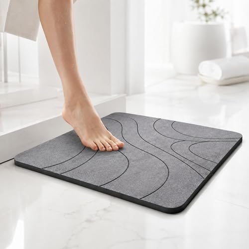 Miniatura 16 de Veradgroup Alfombra Diatomita Baño Antideslizante Alfombra Baño Diatomita Ducha Secado Rápido Alfombra Cocina Y Baño Premium Bath Mat De Piedra Natural Gris Piedra Elegante