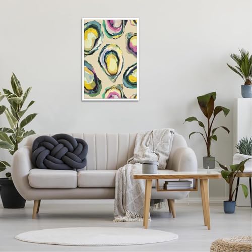 Image of Abstract Coastal Oyster Shell Poster Colorful Beachy Shell Canvas Wall Art Funny Summer Seaside Shell Aesthetic Prints Painting For Home Living Room Kitchen Restaurant Wall Decor 12x18in Unframed