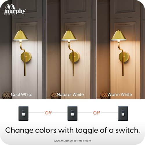 Image of Murphy Cone Glow 6W LED Wall Lamp Pack of 2 | 3-in-1 Color Changing (Cool White /Natural White /Warm White) | Premium Gold Aluminium Finish | Decorative Wall Light | 2 Year Warranty