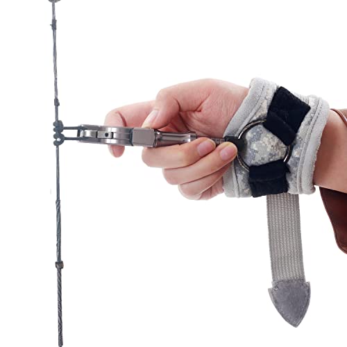 Fenjaner Archery Bow Release For Compound Bow Adjustable Wrist Strap Archery Release Aid Quick Release For Hunting Shooting (Silver) #TOP6