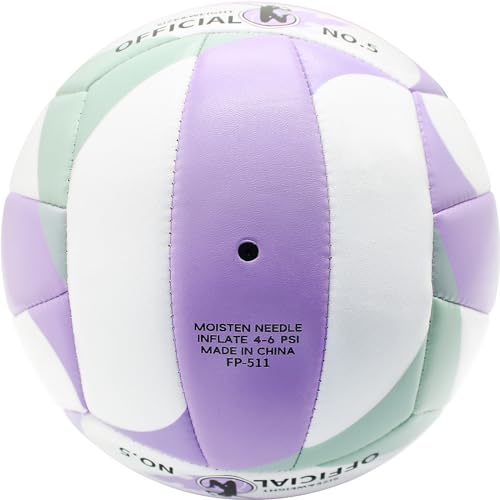 Fantecia Volleyball Größe 5 mit Pumpe, Weiches Leder Beachvolleyball für Outdoor Indoor Spiel, Volley Geschenk für Mädchen Jugendliche Jugend Erwachsene Volley