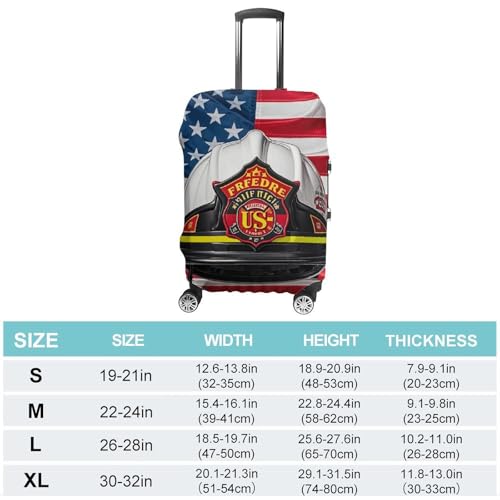 Red Stripe Firefighter USA Flag Luggage Cover, Washable Elastic Suitcase Cover Protector Fit 18-32 Inch Luggage2