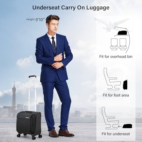 Hanke 16 Inch Underseat Carry On Luggage with Wheels Small Suitcase Softside Luggage Bags for Travel Lightweight Suitcases with Wheels Travel Luggage Personal Item for Men and Women(Dark Gray) by Hanke - Used condition - Image 2