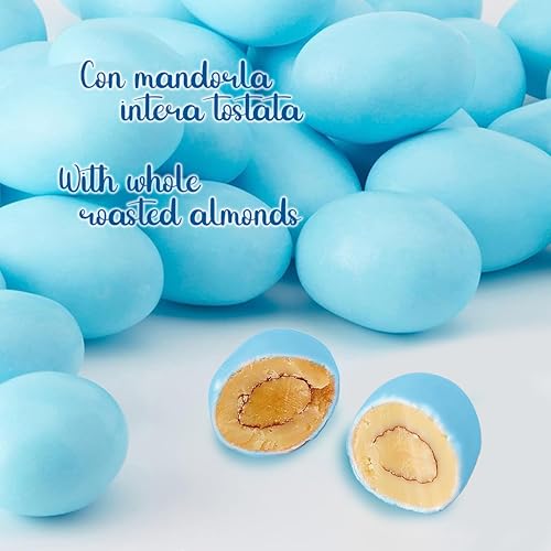 Confetti Crispo Snob Celeste Battesimo e Comunione Lieto Evento, Gusti Assortiti, con Mandorla al Cioccolato Bianco, Made in Italy per Bomboniera Confettata Maschio, Imbustati Singolarmente - 500 gr - 5