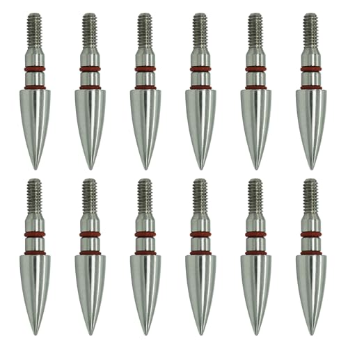 YIMEI 12pcsField Points Archery ArrowTips100-200 Grain Field Points5/16inch Screw in Bullet Points Arrowheads Broadheads for Crossbow Recurve Bow Compound Bow (100Grains)