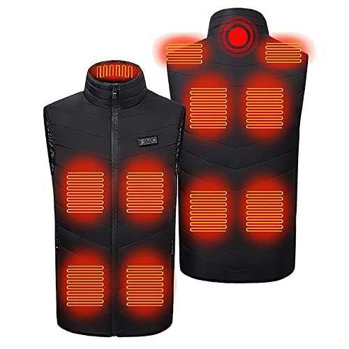 Chaleco calefactor negro con 17 zonas térmicas y carga USB para ropa de invierno S