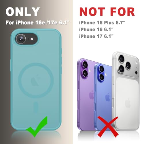 YENAPOON for iPhone 17e Case, iPhone 16e Case, Matte Magnetic Phone Cover [with 1 Screen Protector] [Support for MagSafe] [Shockproof Military Grade Protection] Translucent Frosted Back, Light Blue by YENAPOON - Used condition - Image 8