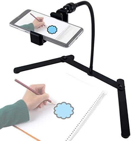 Ajustable Tripod with Cellphone Holder, Overhead Phone Mount, Table Top Teaching Online Stand for Live Streaming and Online Video and Food Crafting Demo Drawing Sketching Recording