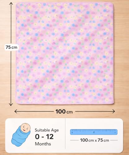 Image of First Kick Luxury Soft Baby Blanket Pack of 100 x 75 cm Premium Fleece Newborn Swaddle Wrap | Baby Bath Towel All Season Blanket for 0-12 Months Crib Stroller Travel Use