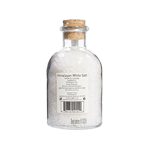 La Collina Toscana Cucina White Himalayan Salt 22.8 Ounces Oversized Glass Jars with Cork Top, Himalayan White Salt