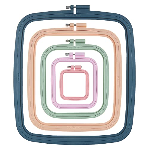 5 Pcs 5 Sizes Square Embroidery Hoop, Cross Stitch Hoop, ABS Plastic Embroidery Hoops, 3 Inch 4 Inch 6 Inch 9 Inch 11 Inch Embroidery Frames for DIY Embroidery Project Art Craft Handy Sewing