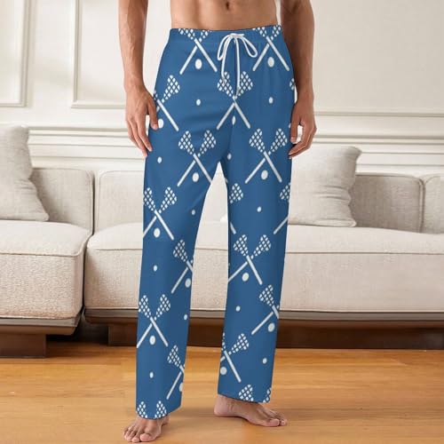 Lacrosse Pattern Classic Mens Pajama Pants Sleepwear Soft Lounge Sleep PJ Bottoms with Pockets2