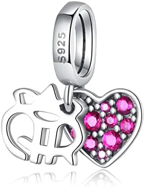 MGIUL Love & Heart Dangle Pendants Beads for Women Bracelets Necklaces 925 Sterling Silver Charms Jewelry Gift for Girls at Christmas,Birthday,Valentine's Day.
