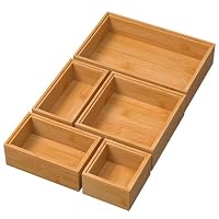 Exabang – Exabang 5-teiliges Schubladen Organizer, Bambus Box Stapelba