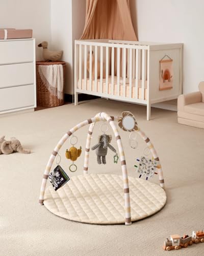 image for Blissful Diary Baby Play Gym Mat, Tummy Time Activity Mat with 6 Detac