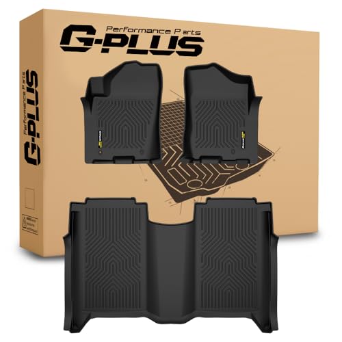 G-PLUS Floor Mats & Cargo Liner Compatible with Nissan Titan Crew Cab 2004 2005 2006 2007 2008 2009 2010 2011 2012 2013 2014 2015 All Weather Protection TPE Floor Liners 1st & 2nd Row Black