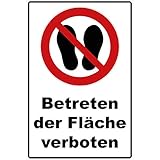 Schild Betreten der Fläche verboten Schild Verbotszeichen Mehrfarbig 30 x 20 x 0,3 cm Hartschaumplatte