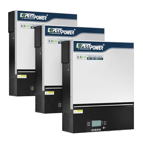 Image of 3 Pack ExpertPower 6500W 48V - 120V Hybrid Solar Inverter | 120A MPPT Solar Controller | 120V / 240V Split Phase (2 Units) | Max. 39KW Parallel | UL1741 | Built-in WiFi | Home, Cabin, Off-Grid Solar