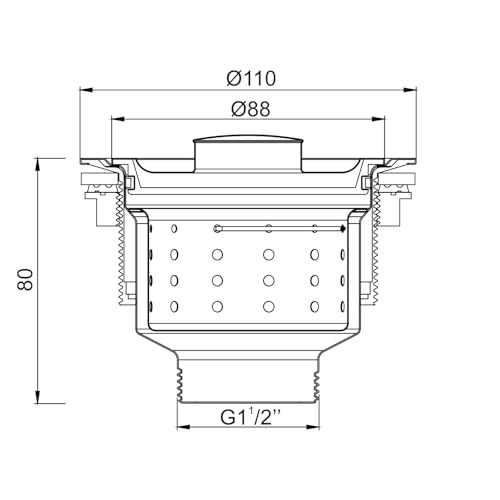 Ensamble para desagüe de fregadero en acero inoxidable con tapa 3.5 pulg miniatura 7