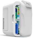 NXONE White Mini Fridge,8 Can/6 Liter Small Refrigerator,110VAC/ 12V DC Portable Thermoelectric Cooler and Warmer Freezer Skincare Desk Little Tiny fridge for Cosmetics,Foods, Bedroom,Dorm,Office,Car
