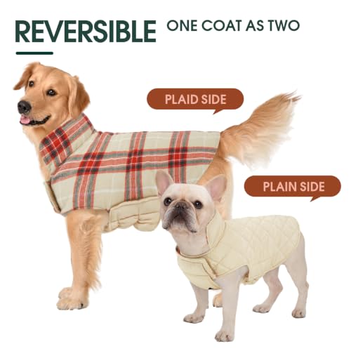 Image of Kuoser Waterproof Dog Coat, Warm Reversible Dog Jacket with Leash Hole