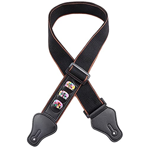 Sangle de Guitare,Guitare électrique Bandoulière Réglable Coton Cuir 5cm de Largeur et Longueur Réglable avec Porte… - Les Beatles, Paul McCartney, John Lennon, RIngo Starr, George Harrison Sangle de Guitare,Guitare électrique Bandoulière Réglable Coton Cuir 5cm de Largeur et Longueur Réglable avec Porte…