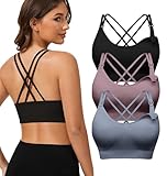 Angelhood Nursing Bras for Breastfeeding, Seamless Nursing Sports Bra Criss-Cross Back Support Yoga Maternity Bras Pregnancy Sleep Bralette