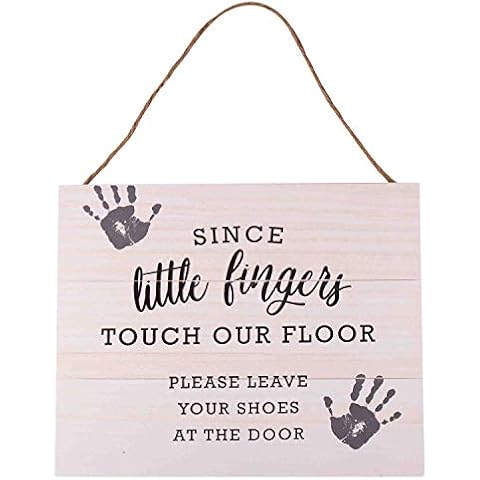 GSM Brands Since Little Fingers Touch Our Floor 15.75 x 13 Wood Plank Design Hanging Sign Cover