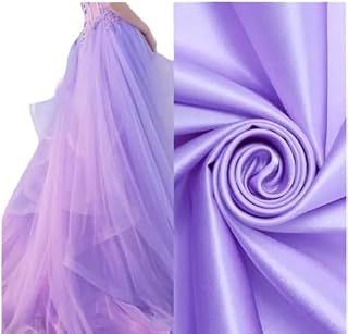 HE HARIYANI EXPORT 03 Meter Shiny Satin + 10 Meter Net Fabric Lavendar Color Combo Price In India