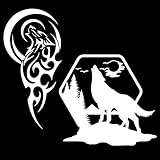 2 Pcs Wolf Sticker for Car Rear Window, Wolf Tribal Vinyl Car Decal, Wolf Silhouette Sticker Oracal 651, White Wolf Lover Sticker for Laptop Notebooks Trucks SUV