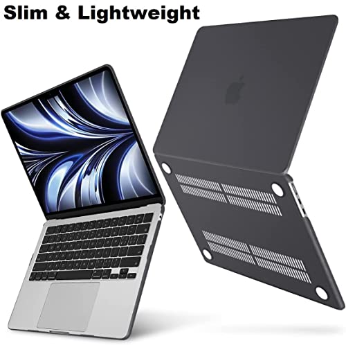 Image of Midkart Case Compatible with MacBook Air 13.6 inch M5 M4 M3 M2 Release 2026-2022 A3449 A3240 A3113 A2681 Touch ID Hard Shell Cover Keyguard Dust Plugs for MacBook Air 13 inch Case, Smoke Black