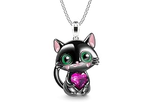 Black Cat Pendant Rhinestone Heart Necklace: The Perfect Adornment for Feline Enthusiasts