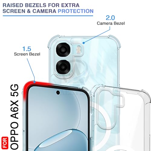Image of AESTMO Clear Back Cover for Oppo A6S 5G / Oppo K14X 5G / Oppo A6X 5G | 360 Protection | Transparent Back Cover for Oppo A6X 5G (PC + TPU, Compatible with MagSafe Accessories, Transparent Bumper)