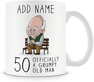 50th Birthday Gift for Grumpy Old Man - Personalised 50 Mug/Cup - Add Name
