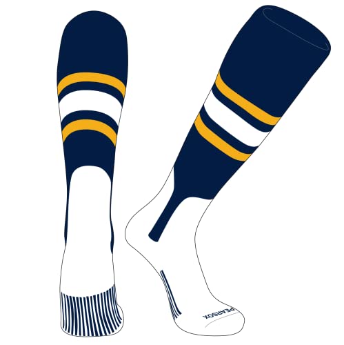 PEAR SOX OTC Baseball Softball Stirrup Socks (B, 7in) Navy, Gold, White