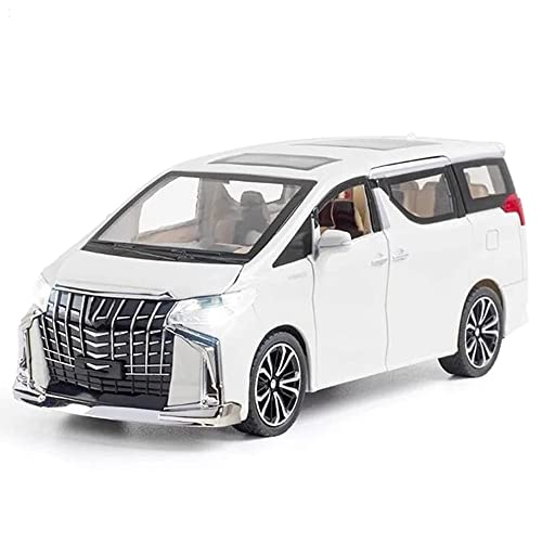 Image of DEUSON ECOM 1:24 Scale Alphard Toy Car for Kids Diecast Metal Cars with Light Sound Pull Back Openable Door Car Toy, White