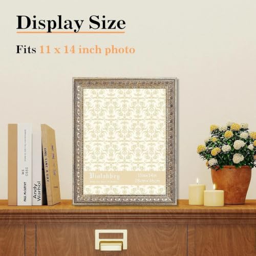 Image of VIOLABBEY 11x14 Picture Frame Gold Set of 2, Vintage Photo Frame | Antique Ornate Frame, Wall or Tabletop Display, Classic Design for Home Office Decor, Fits 11x14 Pictures