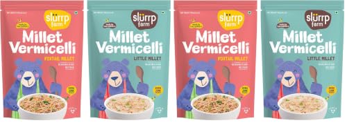 Image of SLURRP FARM Preservative Free Vermicelli, Semiya No Maida, No White Rice, Foxtail /Little Millet Vermicelli, 180 grams Each (Pack Of 4)