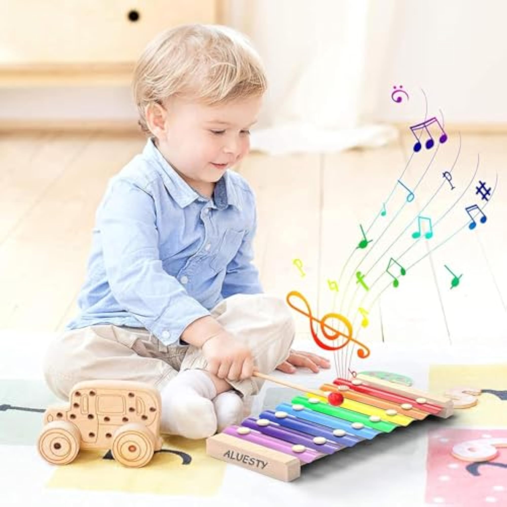 Wooden Xylophone for 8 Colorful Notes