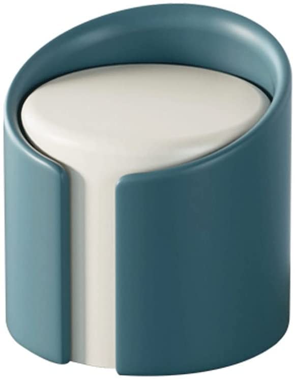 Tabouret bas repose-pieds en cuir bleu lac avec rembourrage haute densité chic