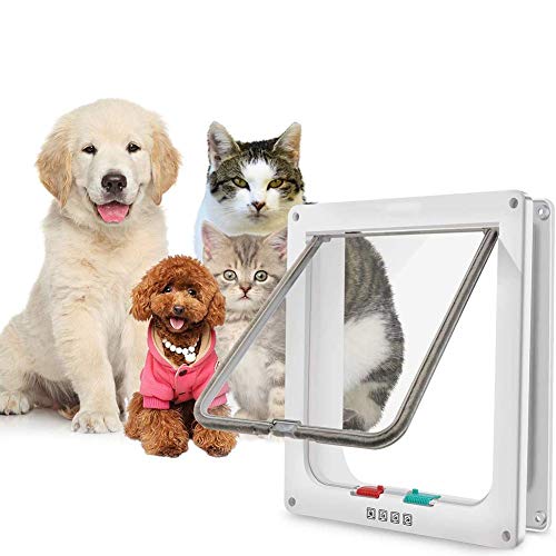 LQH Puerta de Mascotas, Puerta de la Solapa Puerta magnética Magnética con Cerradura de 4 vías Puertas Grandes for Gatos for Puertas Exteriores Interior Instalación fácil (Size : Medium Size)