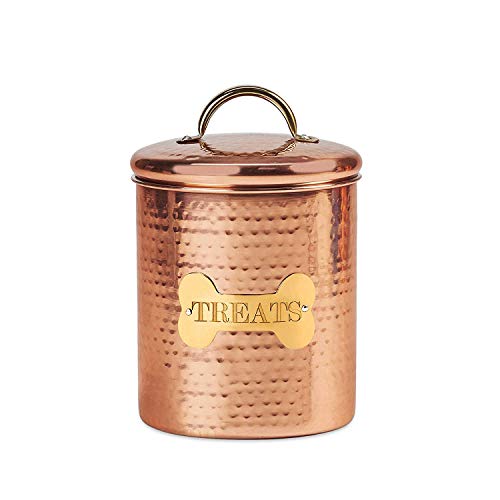 Amici Home King Charles Dog Food Canisters | Set of 2 | Airtight Lid | 38 & 104 Ounce Capacity | Farmhouse Dcor | Rustic Metal Dog Treat Jars (Copper) - Thumbnail 2