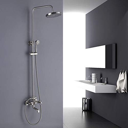 Ensemble douche effet pluie nickel brossé 8" contre les variations de pression
