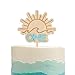 Wave Surf Wooden Cake Topper - The Big One Themed 1st/First Birthday Party Decoration,Smash Cake Photo Props. (Big One Wo Cake Topper blue)