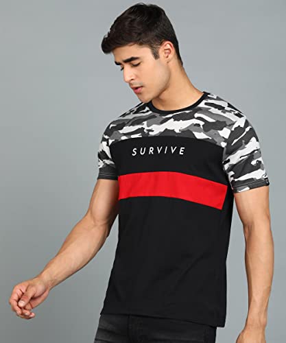 Image of Urbano Fashion Men's Military Camouflage Printed Slim Fit Half Sleeve Cotton T-Shirt